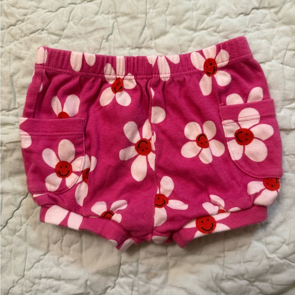 Hanna Andersson Baby Bubble Shorts Pink and White Happy Daisies 6-12 months 70cm